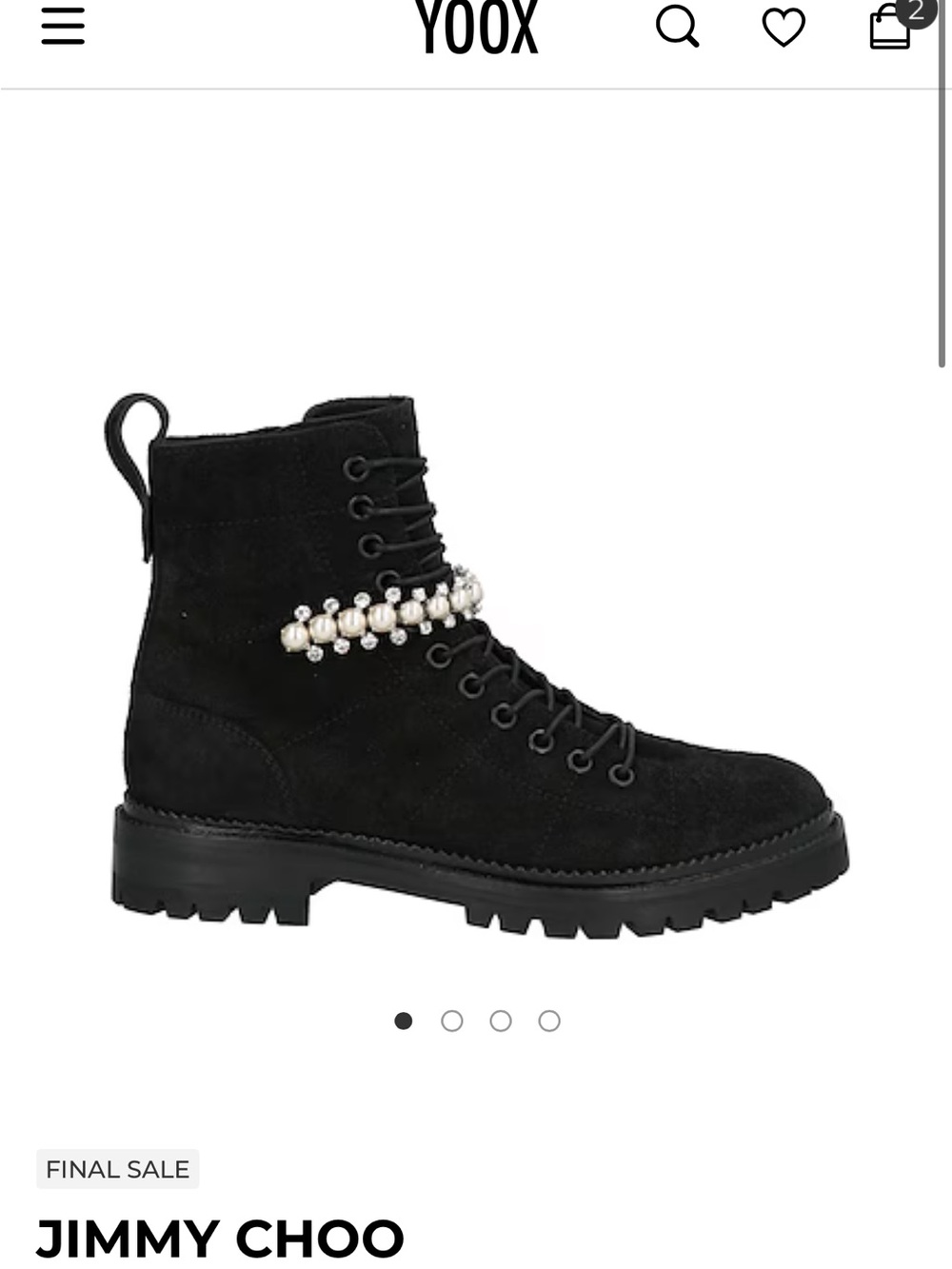 Jimmy Choo Black Suede Combat Boots with Pearl Strap